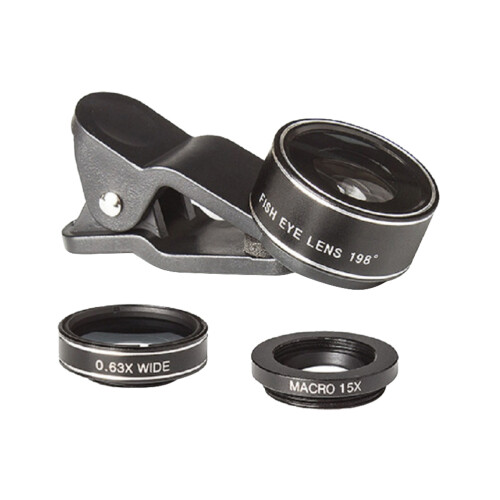 3 Phone Camera Lens Macro For Kit Fish Eye Lenses Black