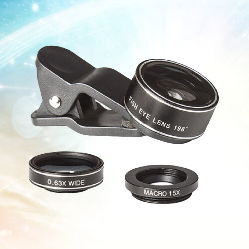 3 Phone Camera Lens Macro For Kit Fish Eye Lenses Black 2