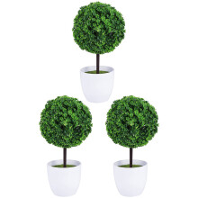 Worgeous 3 Pcs Artificial Cherry Ball Bonsai Fake Plants Faux Indoor