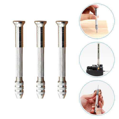 Silver Manual Mini Hand Drill For Home Use 3pcs 2