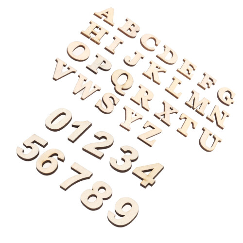 36 Pcs Wooden Alphanumeric Stickers Slices Decoration Accessories