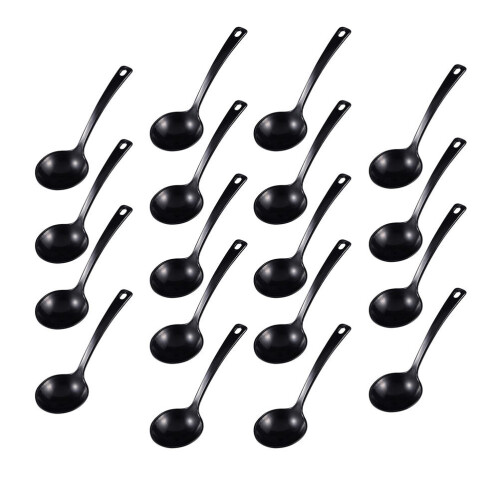 Soup Spoon For Home Black Pp 18pcs Durable Large Spoon Shape
