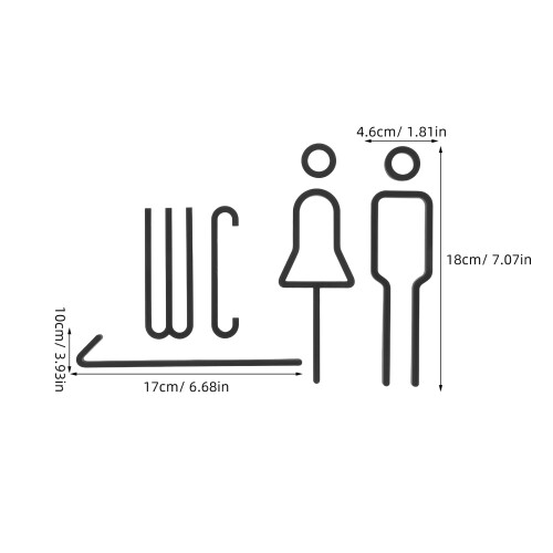 Bathroom Wall Sign Black Acrylic 1pack 2
