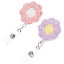 2 Pcs Sunflower Clip Sunflowers Pin Badge Holder Retractable Clips