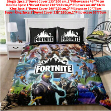 (Black,Single(135x200cm))Fortnite Bettwäsche Anzug Steppdecke Bezug 3D-Druck Schlafzimmer Bettbezug Kleidung Set