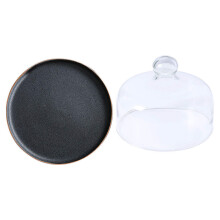 Qumonin Ceramic Cake Plate With Dome Round Cake Stand Serving Platter