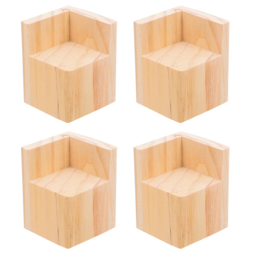 Furniture Leg Risers Khaki 4Pcs 8.1X6.3x6.3cm Wood 3164024113775