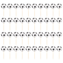48Pcs Paper Football Cake Topper Toothpicks for Birthday Party Dessert