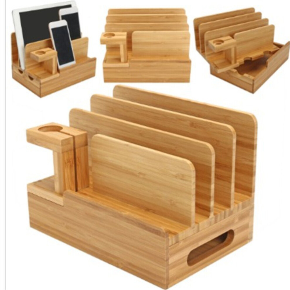 Wood Charging Station Charging Organizer Rack Bamboo Wood 1Pack 3164024116851