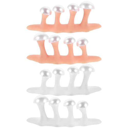 2 Sets Silicone Toe Separators with Pearl Beads for Pedicure