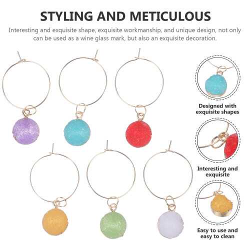 Wine Glass Charm Assorted Color Decoration 6 Pcs 1