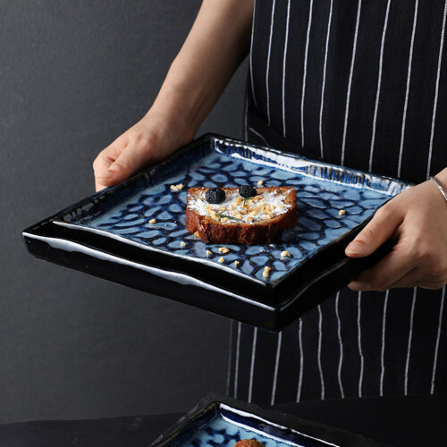Decorative Plate Relief Square Sushi Food Serving 2