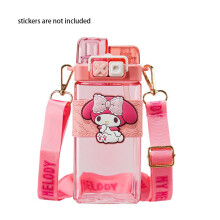 (My Melody) Kuromi Sanrio 520ml Square Water Bottle Sports Plastic Cup Childern Student