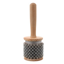 Beige Wooden Metal Cabasa Kids Percussion Instrument Portable Toy