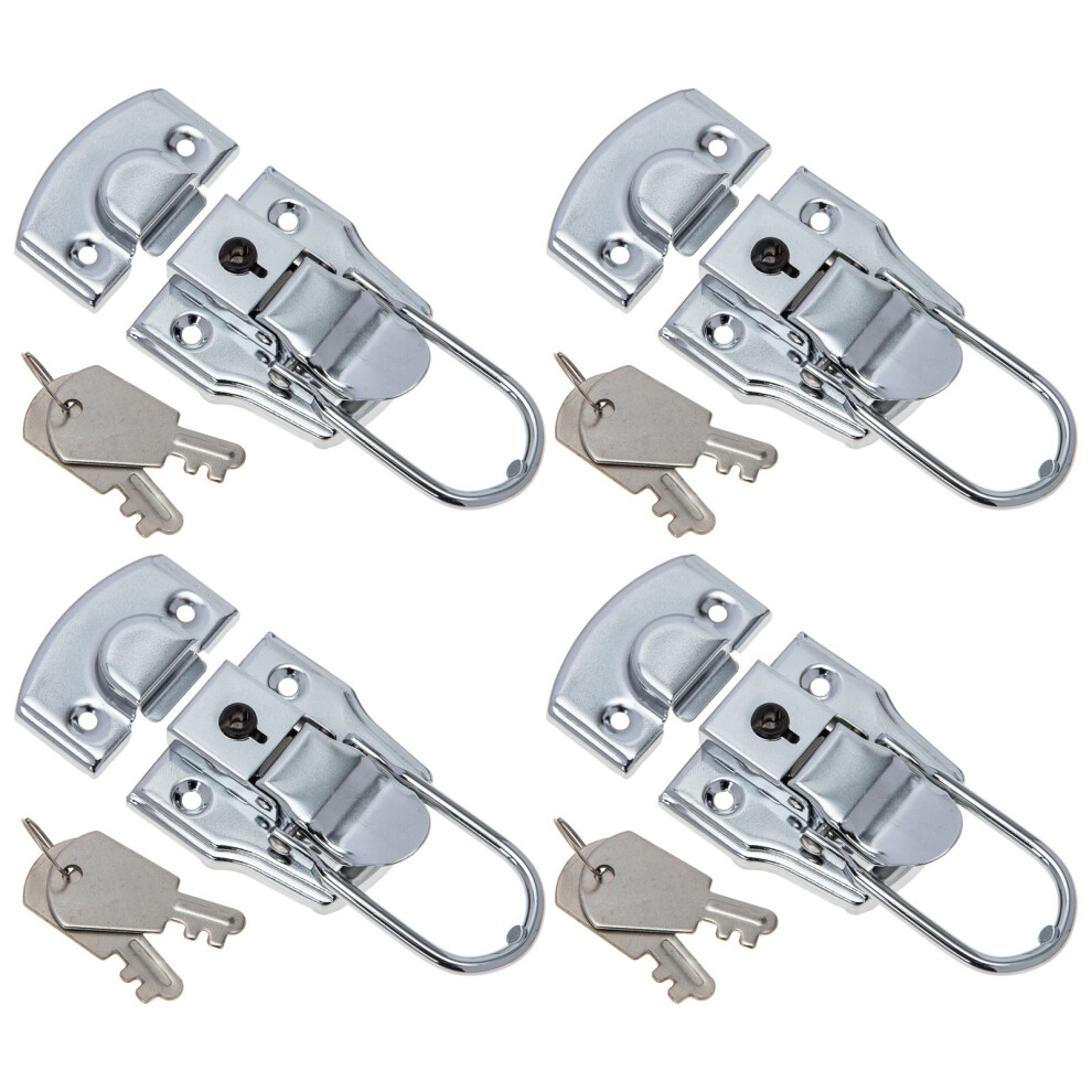 4Sets Silver Iron Toolbox Lock Buckle With Key Durable Latch For Boxes 3164024146681