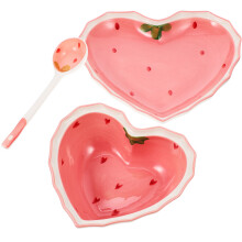1Set Durable Pink Ceramic Kitchen Salad Bowl Decorative Tableware Set