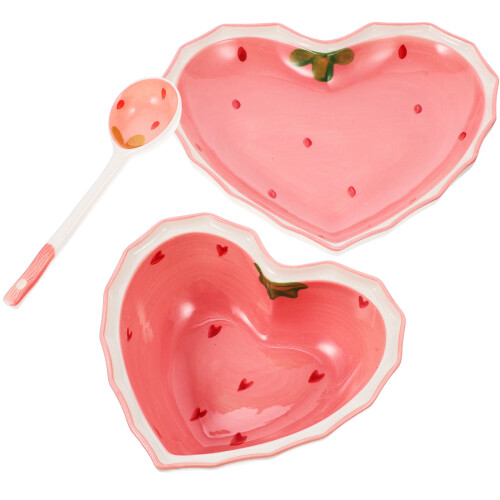1Set Durable Pink Ceramic Kitchen Salad Bowl Decorative Tableware Set
