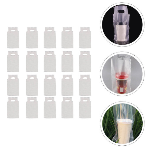 Reachise 100 Drinking Bags W/ Clear Handle For Hot/Cold Drinks 2
