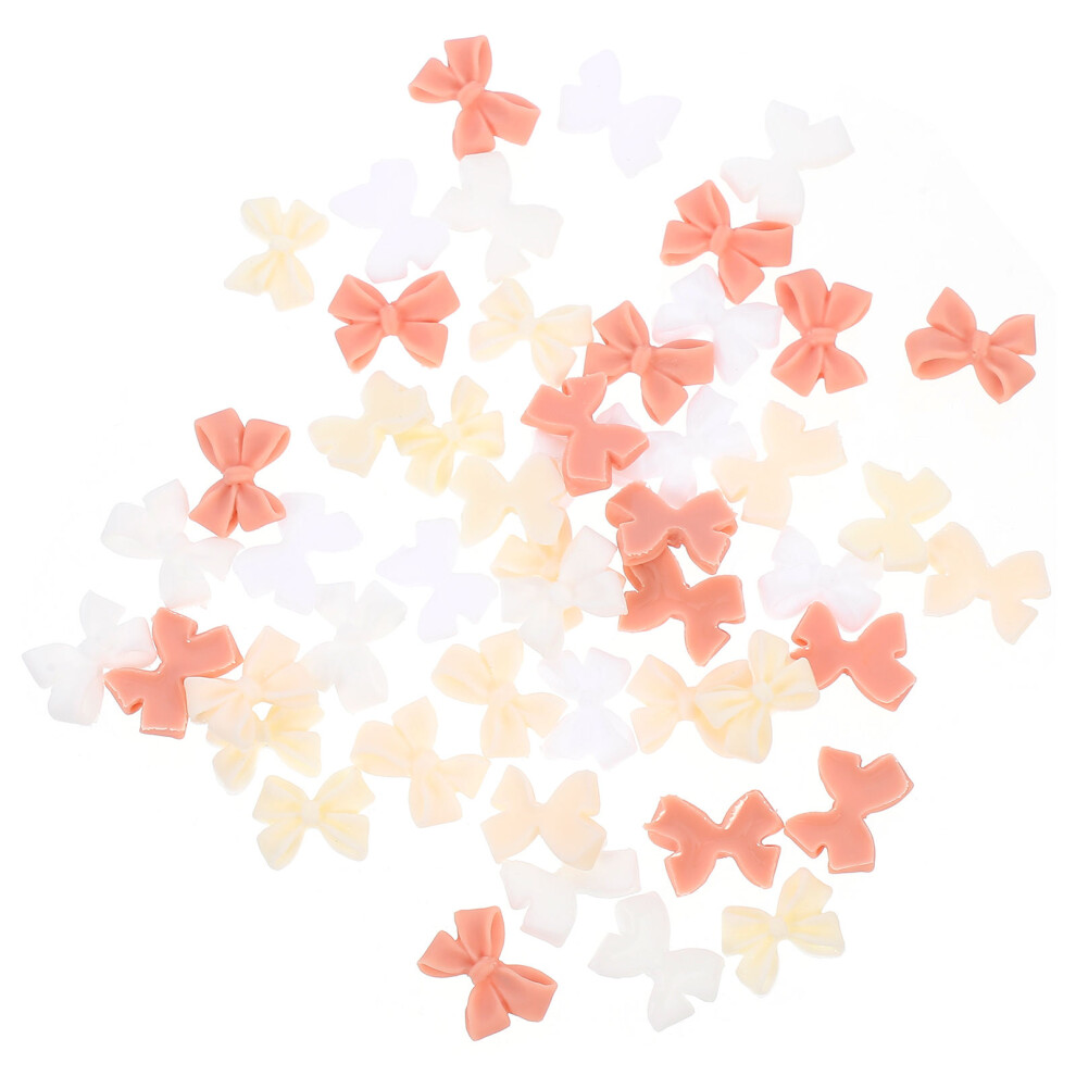 Ohphcall 100 Pcs Bow Ornaments Miss Women Nail Decorations Supplies Resin