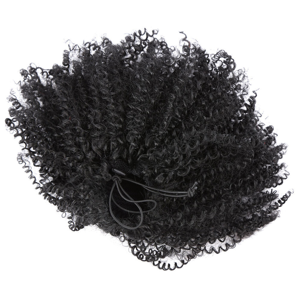 Aboofan Unisex Black Short Curly Ponytail Wig With Claw Clips For Daily Wear