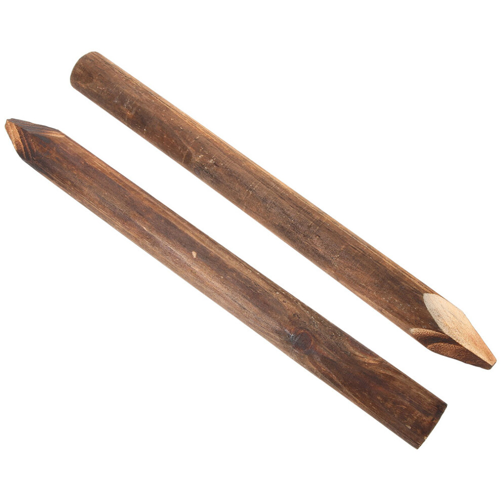 2Pcs Brown Wooden Fence Post Rods For Yard Tree Support 3164024154983