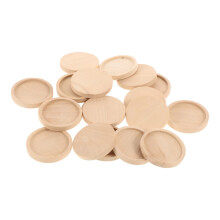 Rhinestone Cabochon Tray Round Vintage Wood 20pcs