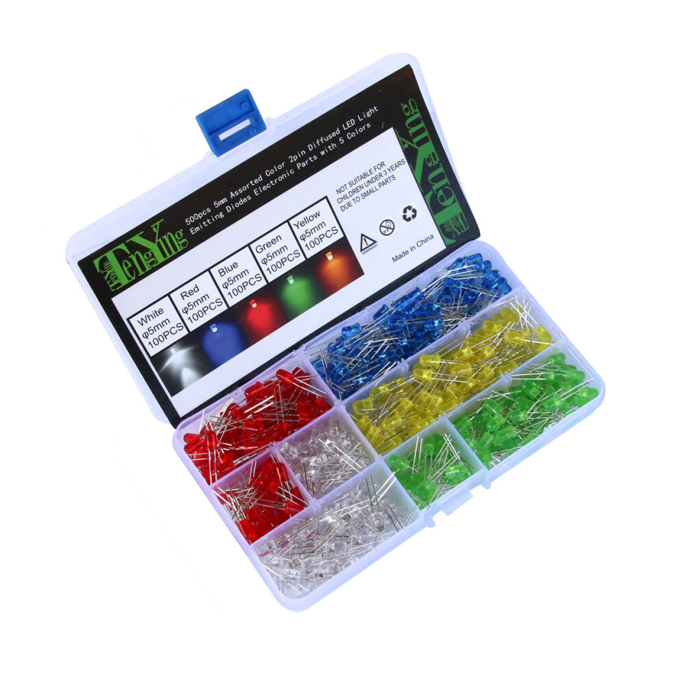 Mlins 500 Pcs Emitting Diode Led Light Assortment Diffused Diodes 3164024156888