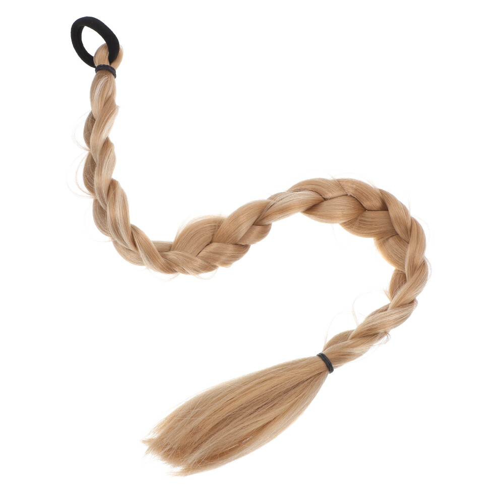 Ohphcall Unisex Fake Hair Braid Long Braided Ponytail Extension Khaki 1Pack