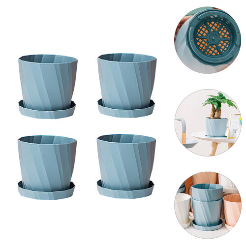 Planter Simple Plastic Flower Pot 4pcs 5.4x5.4x4.9in 1
