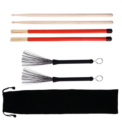 Durable Drum Wire Brush And Bamboo For Drum Use Black