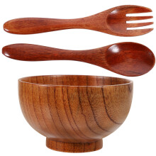 Rustic Serving Bowl Wooden Bowl With Wooden 1set 4.1x2.6in