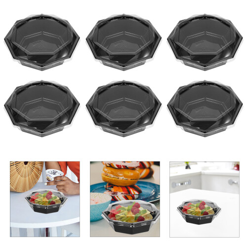 Fruit Serving Tray Clear Plastic 10set 5.2x5.2x2.6in 2