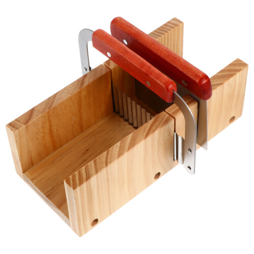 Raindrops Soap Loaf Cutter Wooden Light Brown 1 Set
