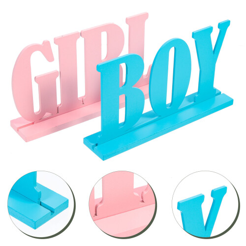 2 Pcs Creative Letter Decor Gender Reveal Centerpieces 2