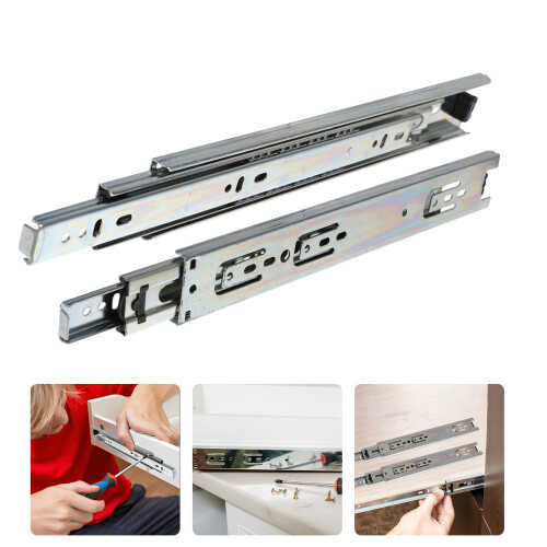 2pcs Dresser Drawer Slides 300mm Silver Rectangular Operation 1