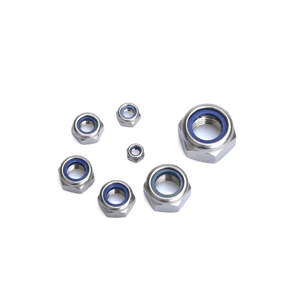 M2 M2.5 M3 M4 M5 M6 M8 M10 M12 M16 304 Stainless Steel Black Hex Insert Lock Nut Self-Locking Nut 25Pcs M3 Size 6482260303680