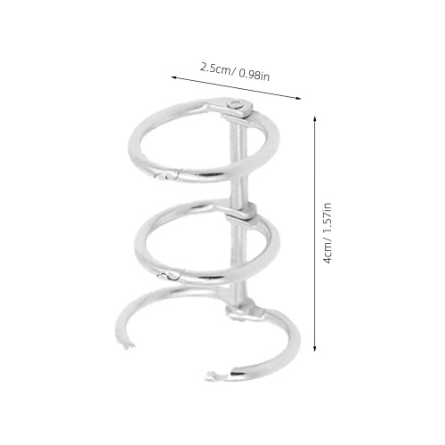 6 Pcs Metal Binder Notebook Loose Leaf Rings 3-Rings Silver 2