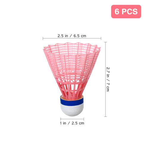 Badminton Shuttlecocks Pink 6pcs 2.8x2.8x3.5in Nylon Plastic 1