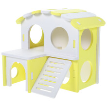 Hamster Hut Guinea Pig Villa House Yellow White 1 Set