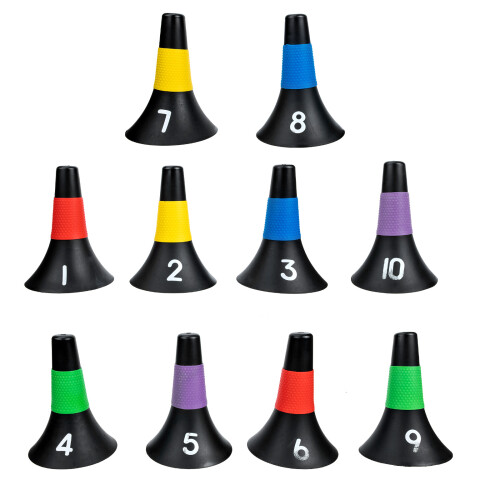 Assorted Color Basketball Training Cones 10pcs 23x17.5cm