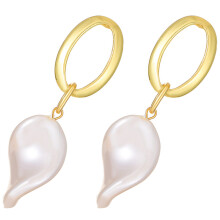 1Pair Women’s Pearl Dangle Earrings White Alloy Stylish Drop Earrings