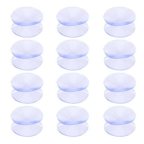 12 Pcs Suction Cups Set Double-Sided Clear Plastic Without Hooks