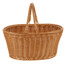 1Pc Handheld PP Storage Basket Light Brown Decorative Picnic Basket