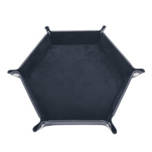 Folding Hexagon Dice Tray PU Leather Velvet Dice Storage Box Portable for Tabletop Gaming Players