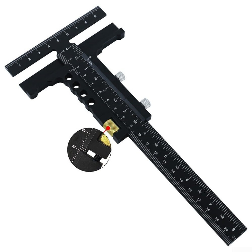 T-Shaped Measuring Tool For Accurate Positioning In Carpentry, Woodworking Ruler, Drill Alignment, Durable Design 6482260304069