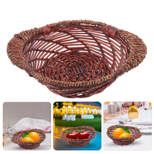 Wicker Fruit Basket Serving Tray For Egg Bread Storage 1