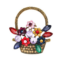 Flower Rhinestone Brooch Women Vintage Brooches Breastpin Basket