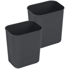 2pcs Simple Design Modern Black Plastic Garbage Storage Can