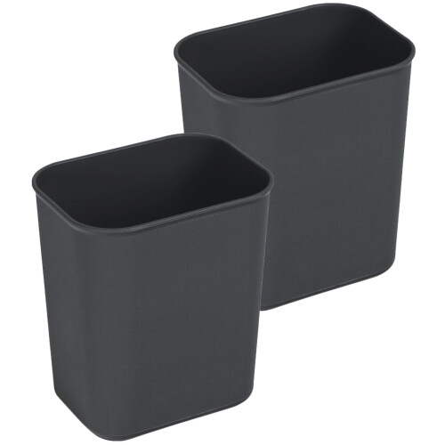 2pcs Simple Design Modern Black Plastic Garbage Storage Can