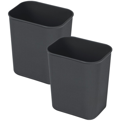 2pcs Simple Design Modern Black Plastic Garbage Storage Can 2